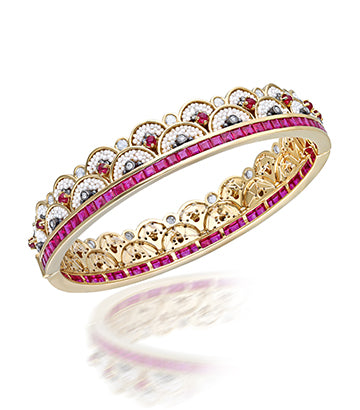 Pearl,Diamond and Ruby bangle
